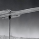An inverted scale model of the A-12 is mounted on a pole for radar testing (CIA)